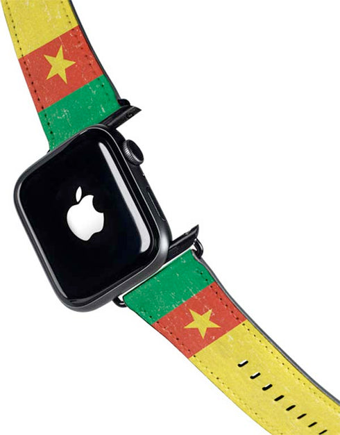 Cameroon Flag Distressed Apple Watch Band 42-44mm